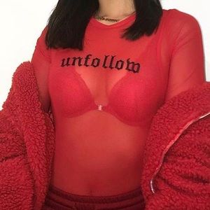 Forever 21 Mesh Bodysuit Red
